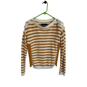 Calvin Klein Yellow and White Stripped Boat Neck Sweater - Size Medium